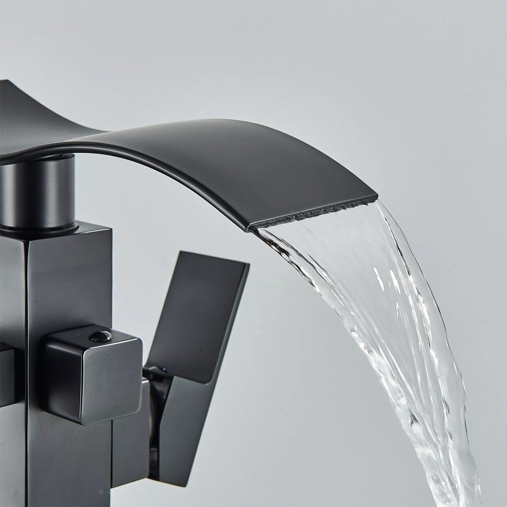 Matte black 2 function waterfall tub filler faucet