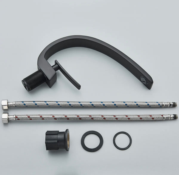 #1381 MATTE BLACK CURVED VANITY FAUCET