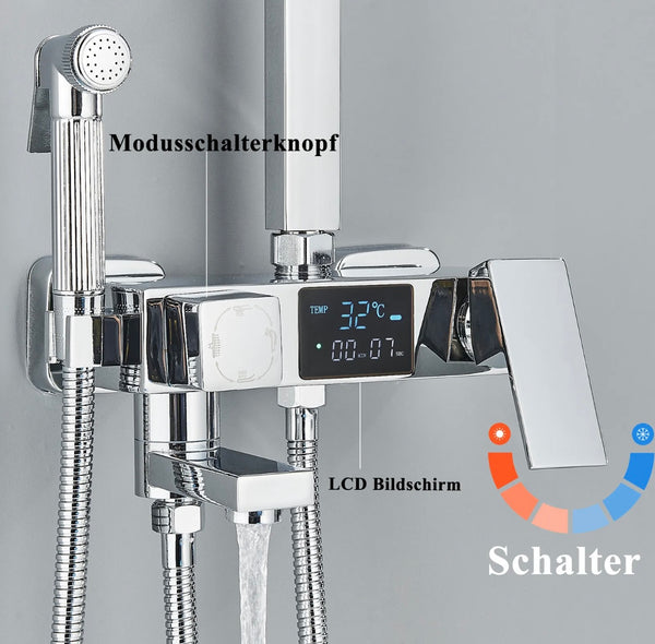 8 Inch 4 in 1  Rainfall Exposed Shower System