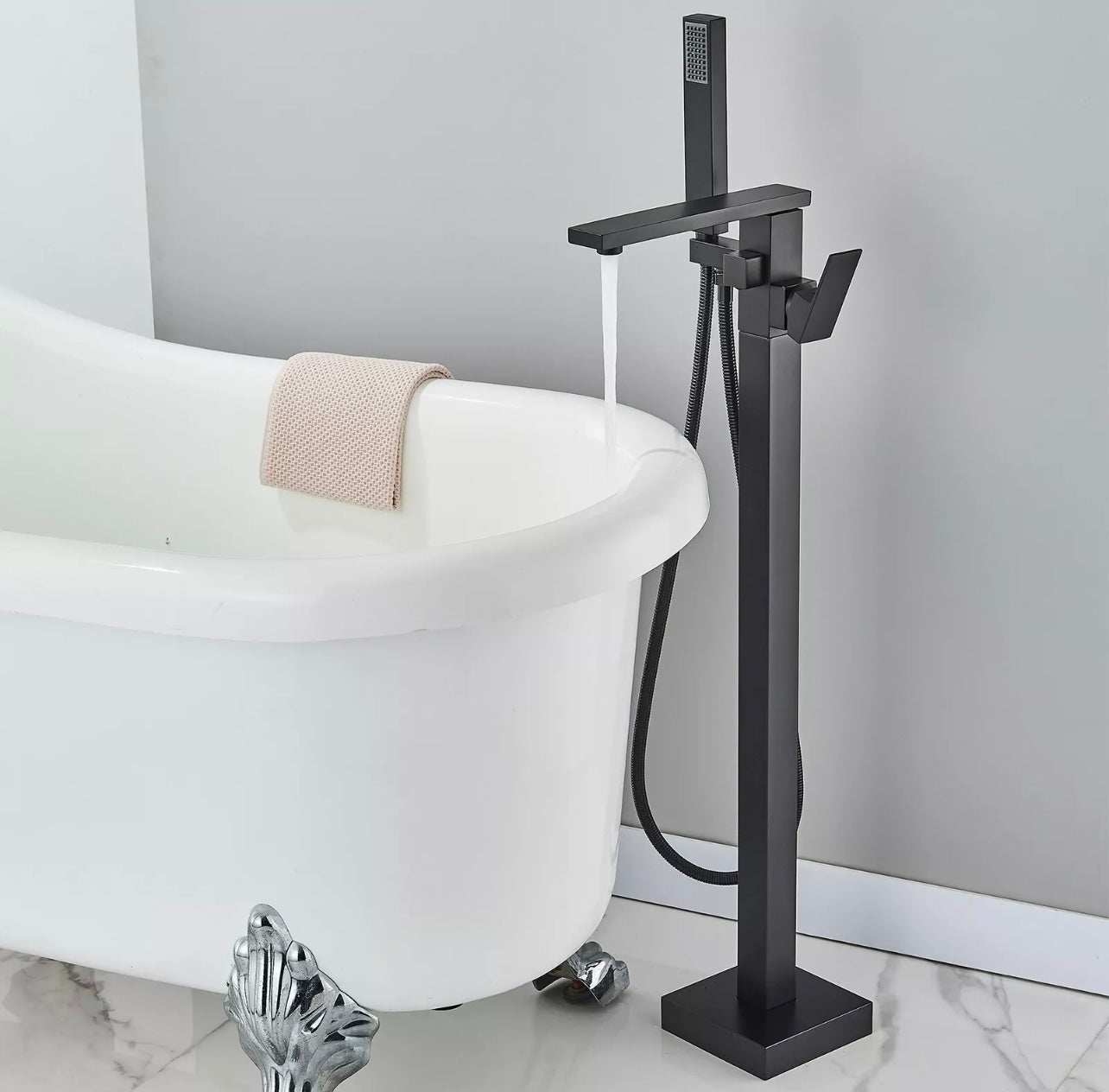 Matte black 2 function waterfall tub filler faucet