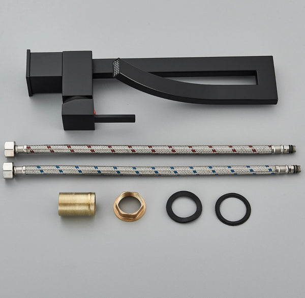 #1479 MATTE BLACK HIGH ARC WATERFALL VANITY FAUCET