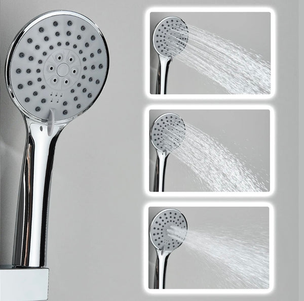 #1277 BRUSHED NICKEL STAINLESS STEEL LCD 4 IN 1 SHOWER PANEL