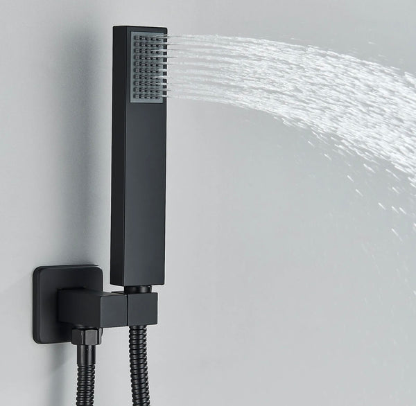 #1016 Shower Faucet Set w/Thermostatic Valve System Rain Waterfall Shower Head Combo