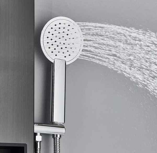 #1281 BLACK STAINLESS STEEL 8-INCH SHOWER PANEL WITH NICHE