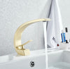 #1383 BRUSHED GOLD CURVED WATERFALL VANITY FAUCET