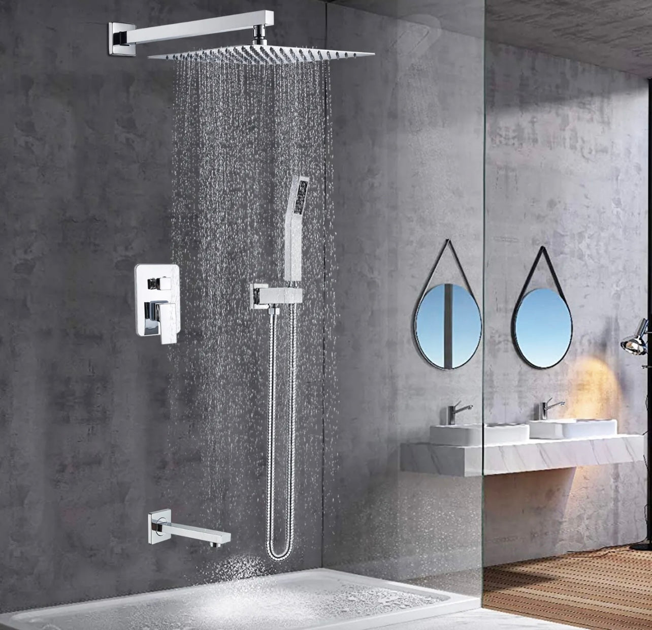 10 inch chrome 3 function shower system