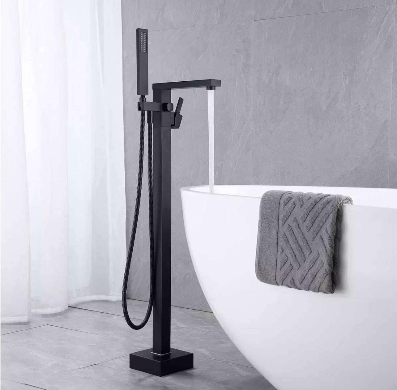 Matte black 2 function waterfall tub filler faucet