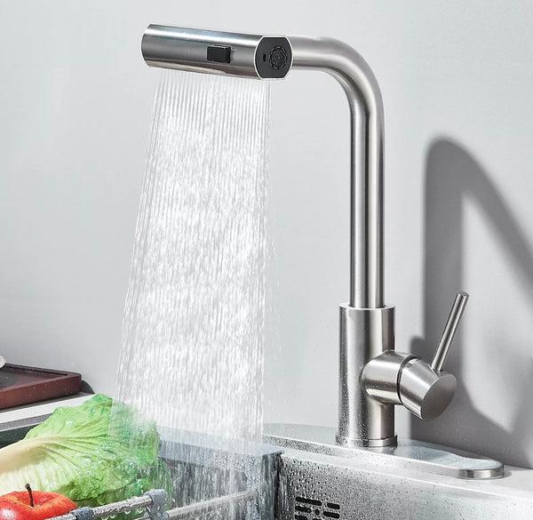 #1557 BRUSHED NICKEL 3 MODE PULL-OUT KITCHEN FAUCET