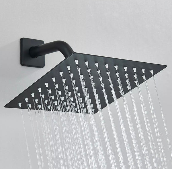 #1043 8-INCH MATTE BLACK SINGLE FUNCTION SHOWER SET