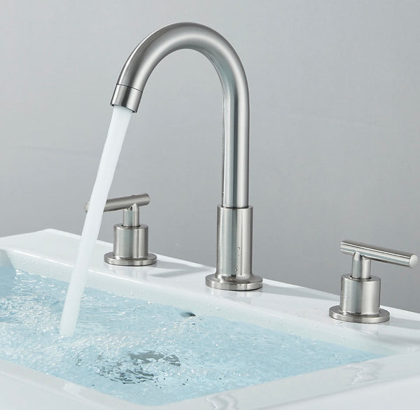 #1487 BRUSHED NICKEL WIDESPREAD 8-INCH WATERFALL VANITY FAUCET