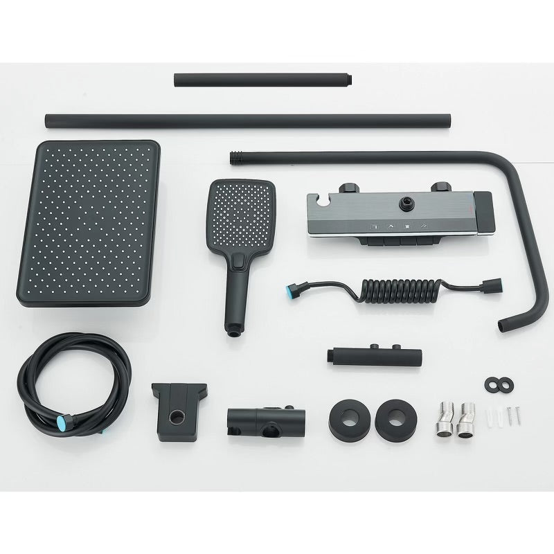 #1180 MATTE BLACK 4 IN 1 LCD TEMP EXPOSED SHOWER SYSTEM