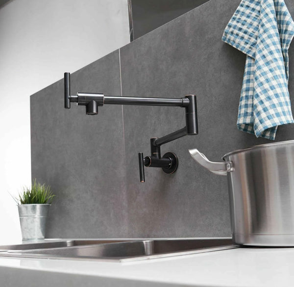 #1568 BRUSHED NICKEL COMMERCIAL WALL MOUNT POT FILLER FAUCET WITH EXTENDED SWING ARM