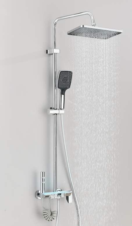 #1184 Polished Chrome 4-in-1 Exposed Shower System with LCD Display with Piano Keys