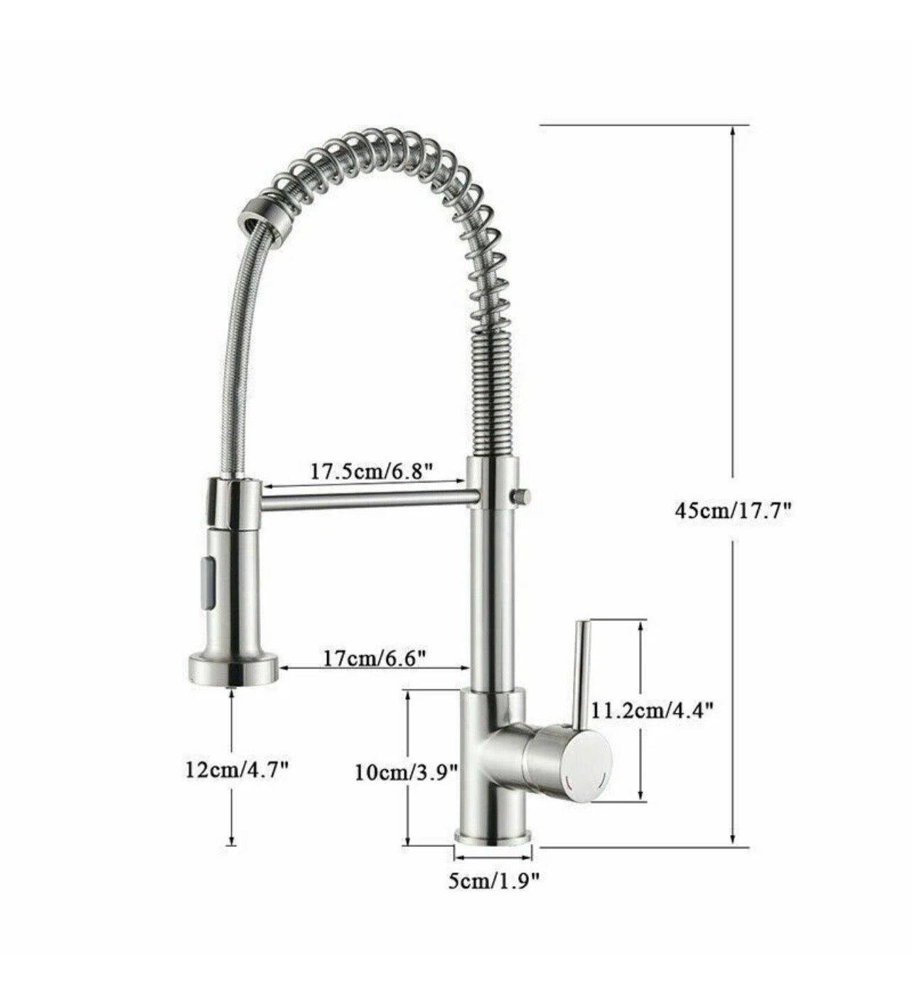 #1572 BRUSHED NICKEL SPRING PULL-DOWN KITCHEN FAUCET WITH DUAL SPRAY HEAD