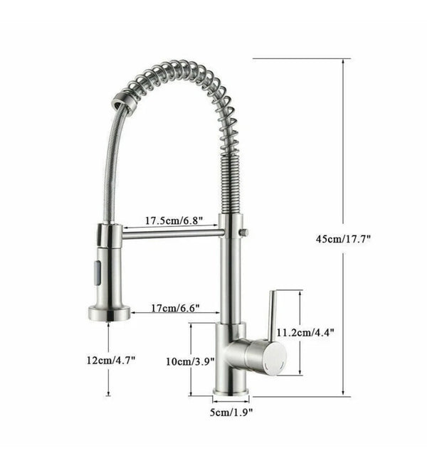 #1572 BRUSHED NICKEL SPRING PULL-DOWN KITCHEN FAUCET WITH DUAL SPRAY HEAD