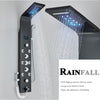 #1286 BLACK STAINLESS STEEL LED 6-FUNCTION SHOWER PANEL RAIN, WATERFALL & JETS