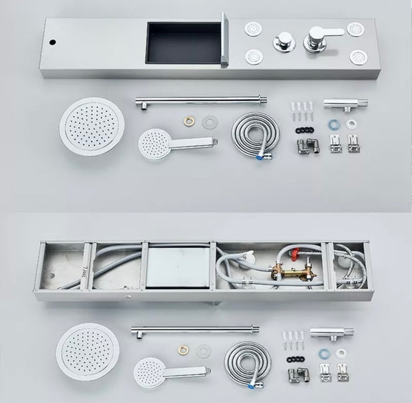 #1282 brushed nickel 8-inch 3 function shower panel with niche