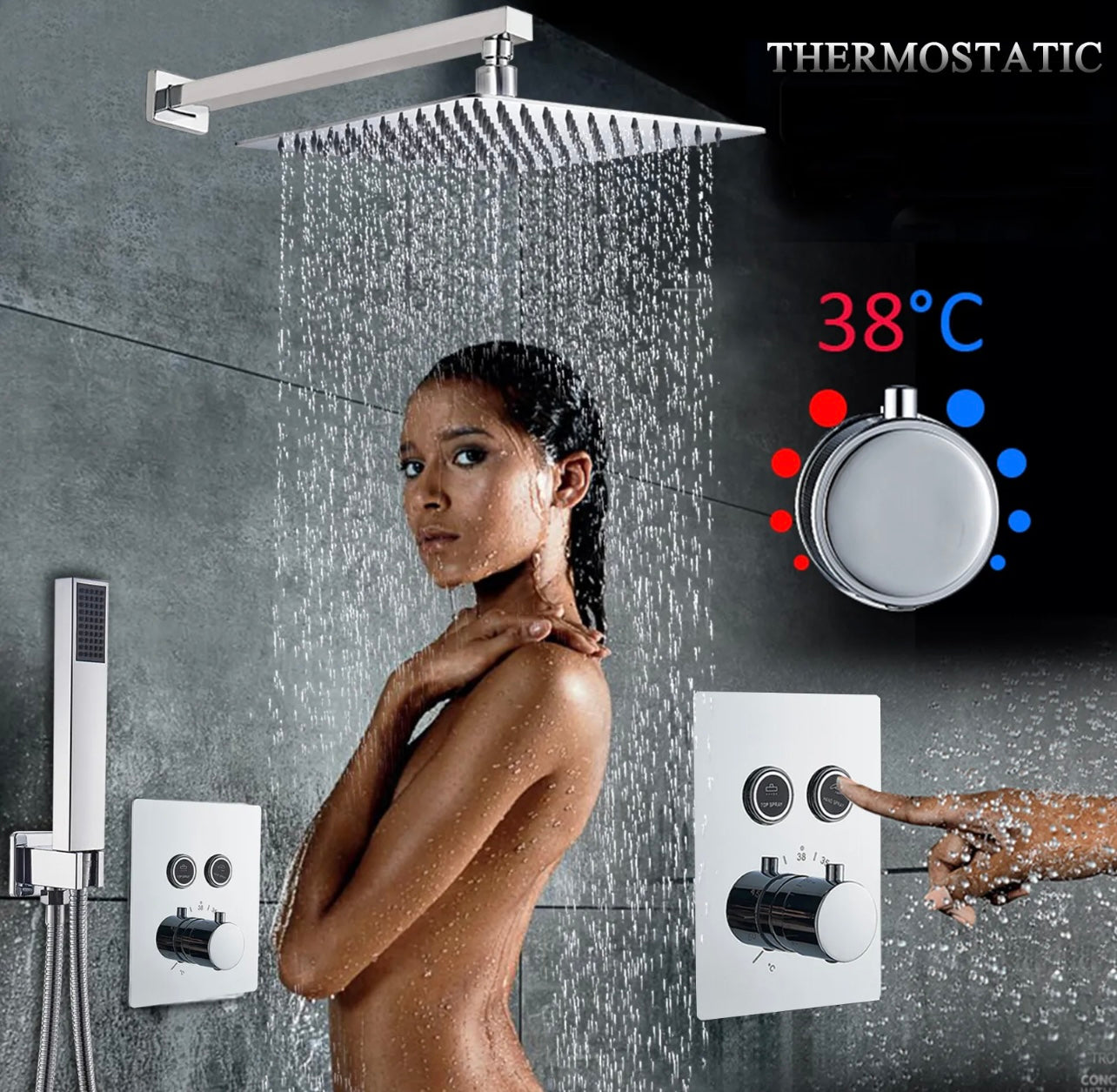 12 inch chrome 2 function Thermostatic shower system