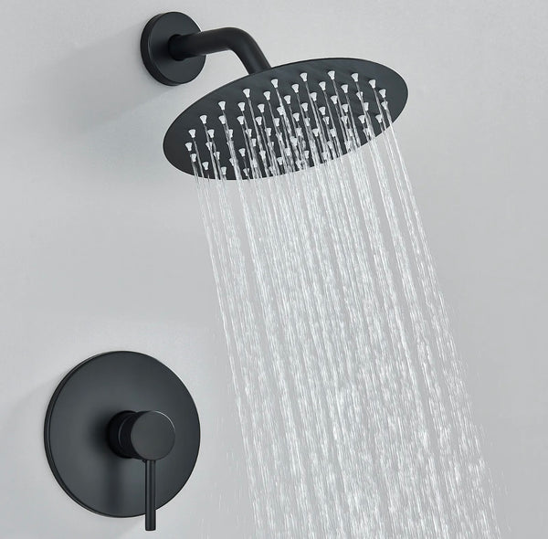 #1037 8 INCH MATTE BLACK SINGLE FUNCTION SHOWER SYSTEM