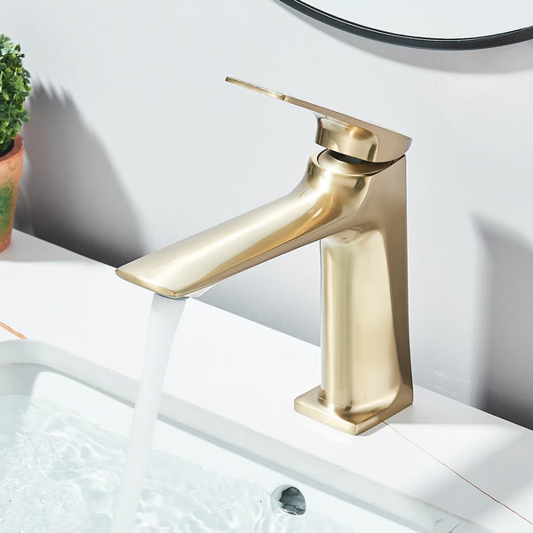 #1493 BRUSHED GOLD GILD EDGE WATERFALL VANITY FAUCET