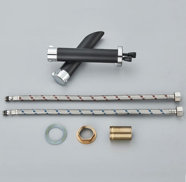 #1431 MATTE BLACK WITH 2 CHROME KNOBS WATERFALL VANITY FAUCET