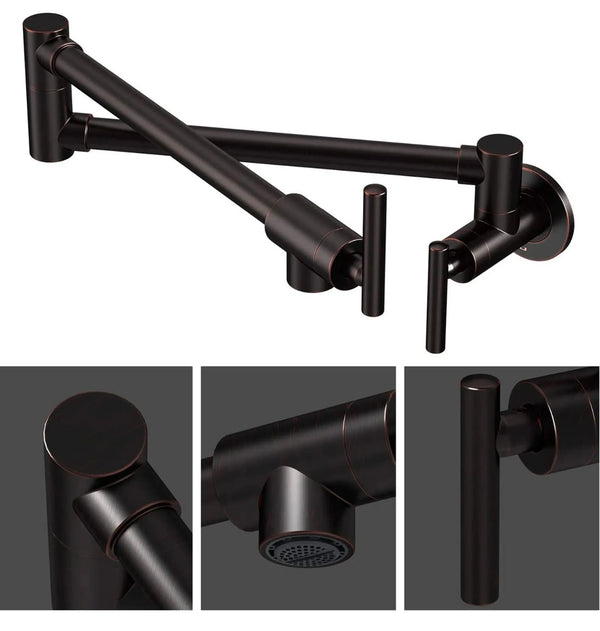 #1568 BRUSHED NICKEL COMMERCIAL WALL MOUNT POT FILLER FAUCET WITH EXTENDED SWING ARM