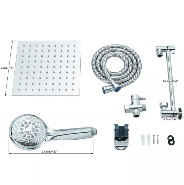 #1045 8-INCH CHROME SHOWER HEAD & HANDHELD SHOWER WITHOUT SHOWER ARM COMBO