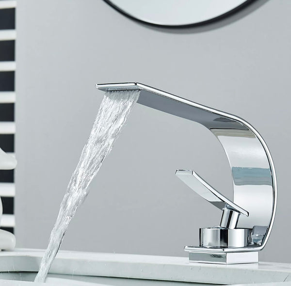 #1473 CHROME CURVE WATERFALL VANITY FAUCET