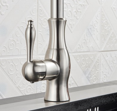 #1594 BRUSHED NICKEL PULL-OUT KITCHEN FAUCET WITH DUAL SPRAY HEAD