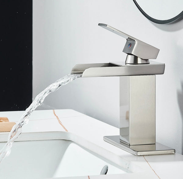 #1394 BRUSHED NICKEL WATERFALL VANITY FAUCET