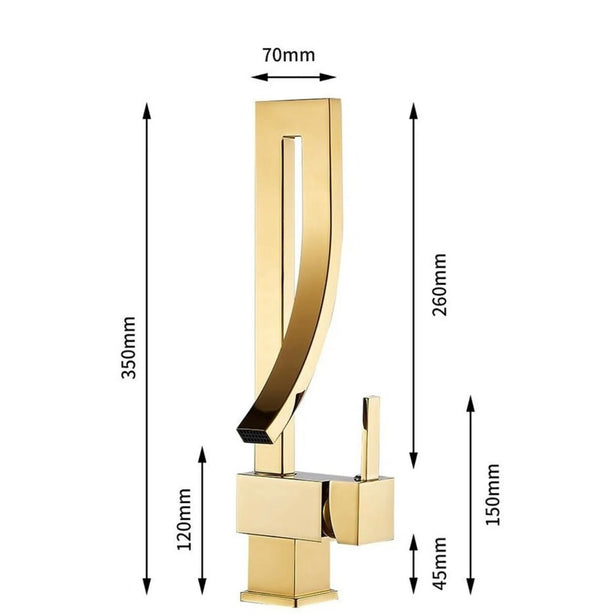 #1426 GOLD HIGH ARC  WATERFALL VANITY FAUCET