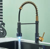 #1552 TWO TONE, BLACK & GOLD LED PULL-DOWN KITCHEN FAUCET WITH DUAL SPRAY HEAD