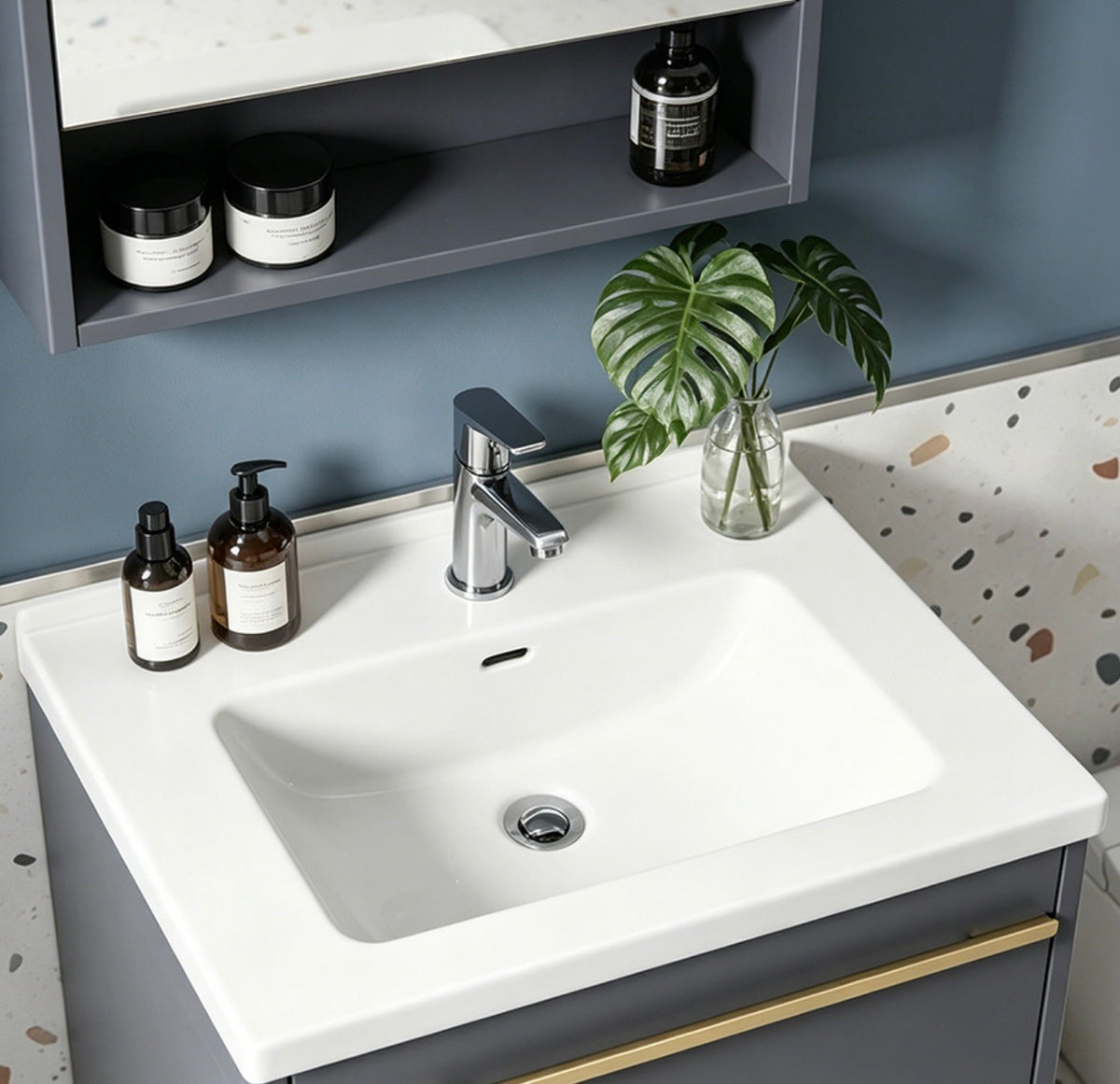 #1719 SG-9265 20-Inch Modern Floating Vanity Set with LED Mirror