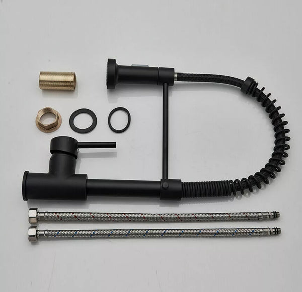 #1586 MATTE BLACK PULL-DOWN KITCHEN FAUCET WITH DUAL SPRAY HEAD