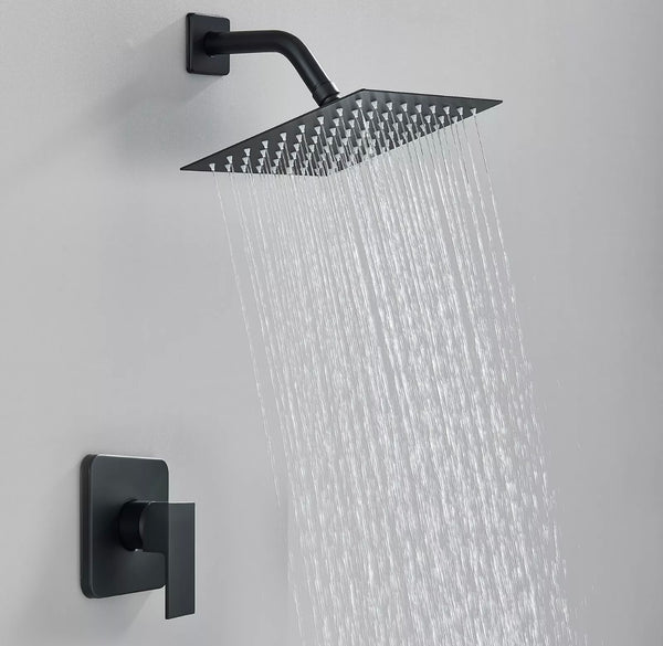#1043 8-INCH MATTE BLACK SINGLE FUNCTION SHOWER SET