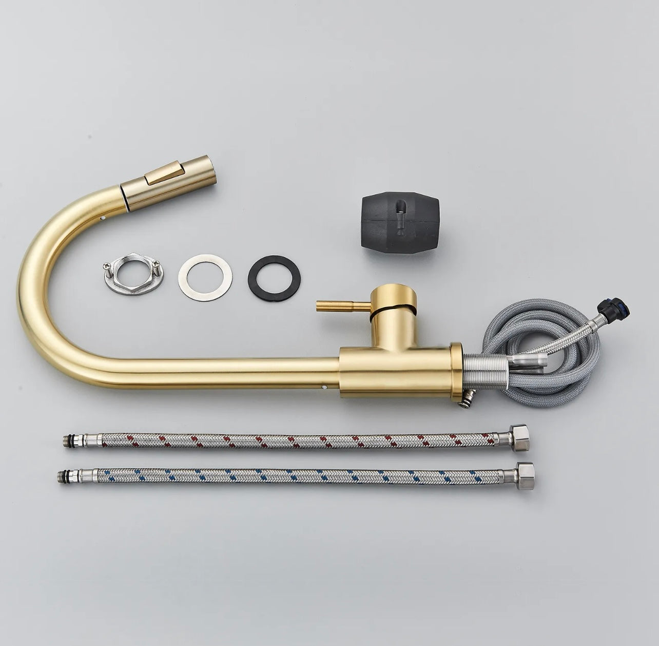 Brushed gold pull out kitchen faucet