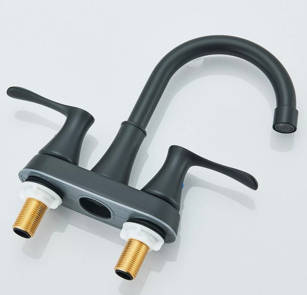 #1454 MATTE BLACK 4 INCH CENTERSET 2 HANDLE VANITY FAUCET