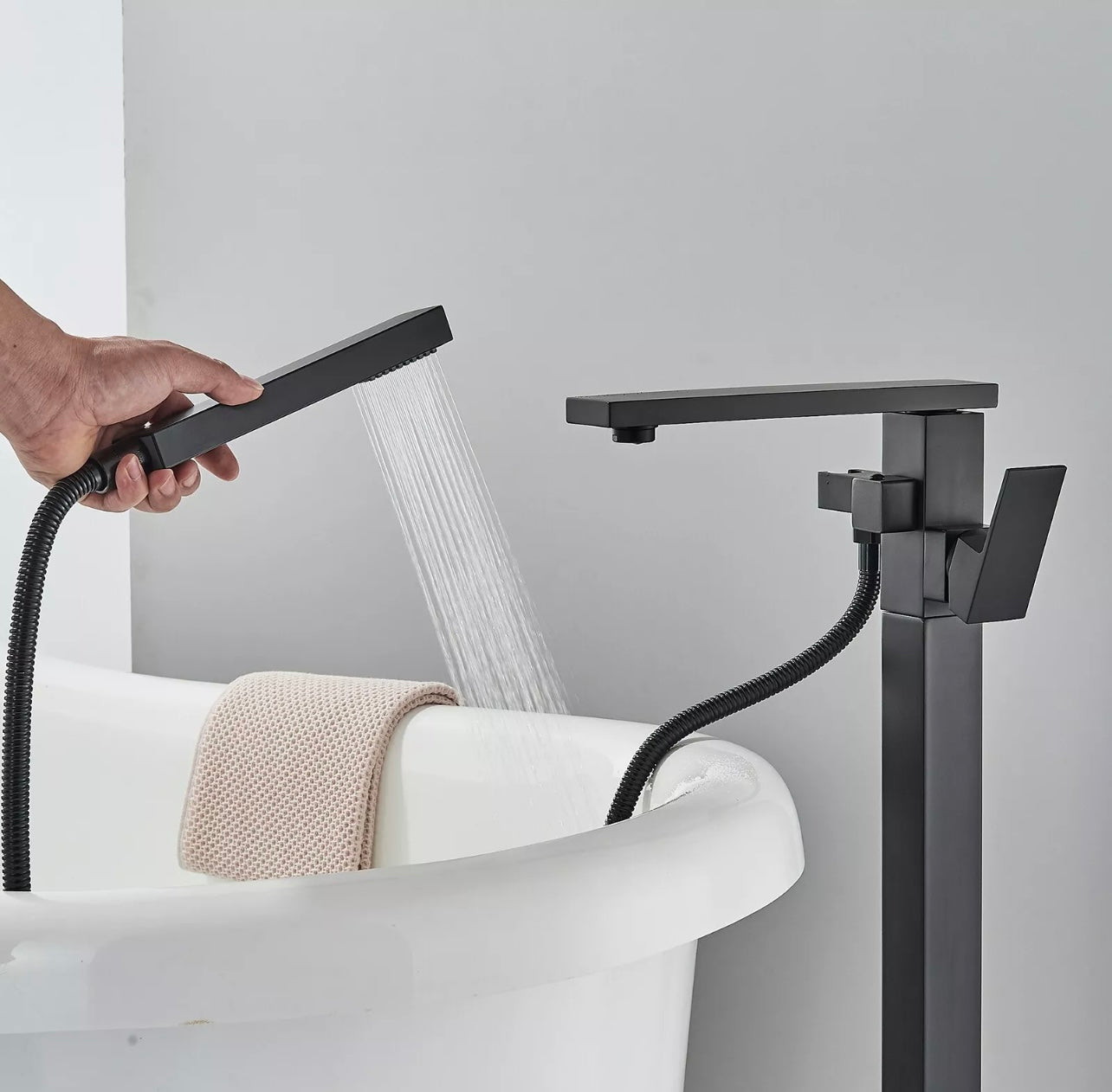 Matte black 2 function waterfall tub filler faucet