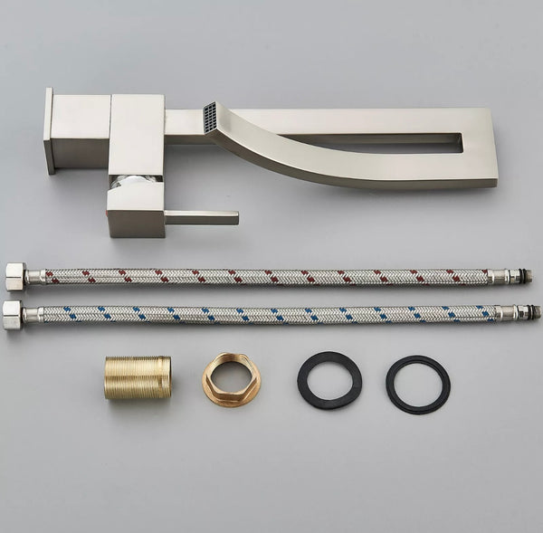 #1474 BRUSHED NICKEL HIGH ARC WATERFALL VANITY FAUCET