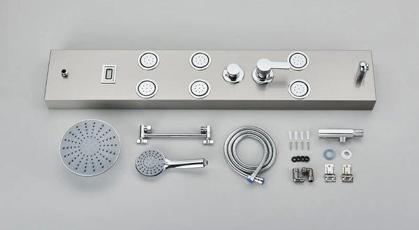 #1277 BRUSHED NICKEL STAINLESS STEEL LCD 4 IN 1 SHOWER PANEL