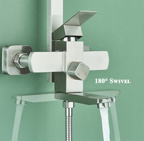 #1160 BRUSHED NICKEL 3 IN 1 RAINFALL EXPOSED SHOWER SET