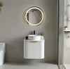 #1712 SG9246 23-Inch White Stripe Floating Vessel Sink Vanity Set with LED Mirror