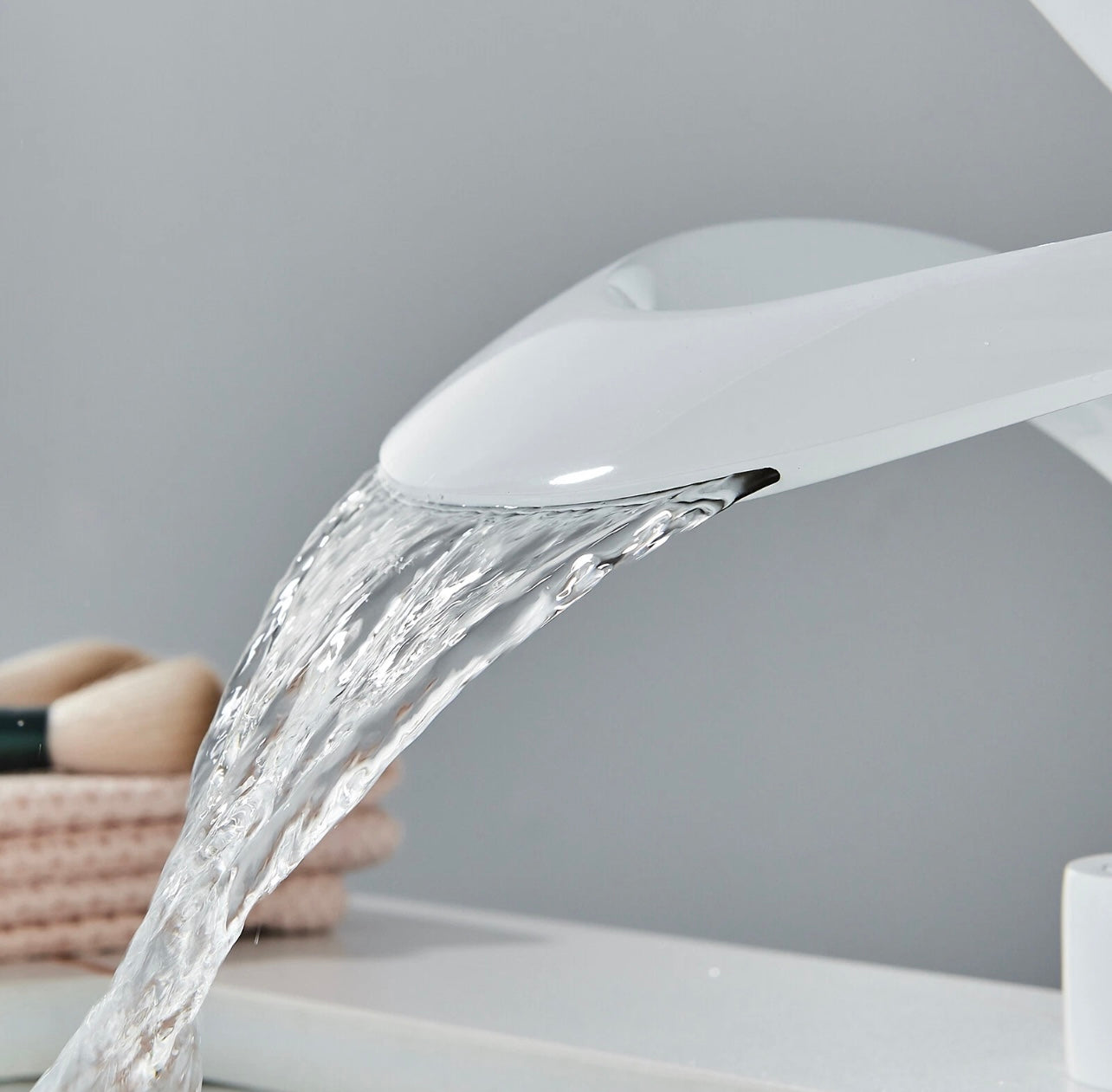 #1403 WHITE LAVATORY WATERFALL FAUCET