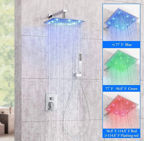 #1001 12 INCH CHROME LED 2 FUNCTION SHOWER SYSTEM