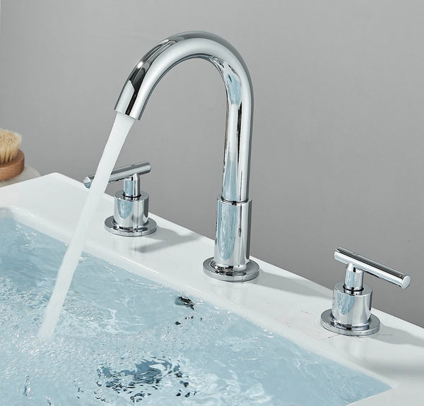 #1480 CHROME WIDESPREAD 8-INCH WATERFALL VANITY FAUCET