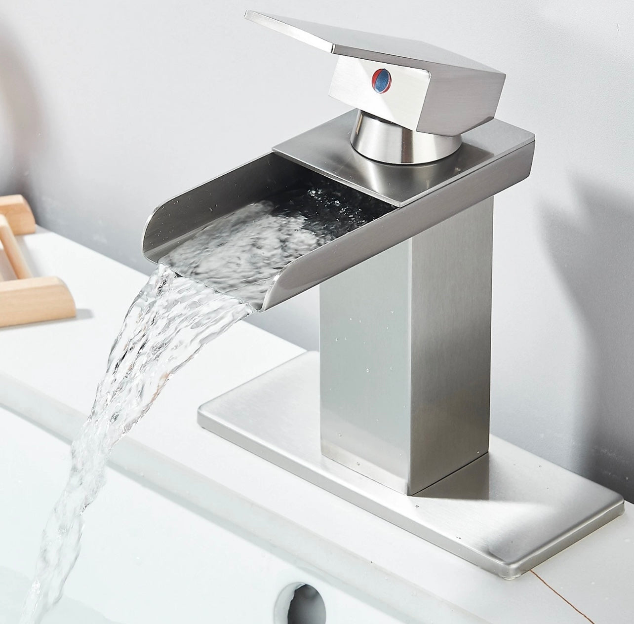 #1394 BRUSHED NICKEL WATERFALL VANITY FAUCET