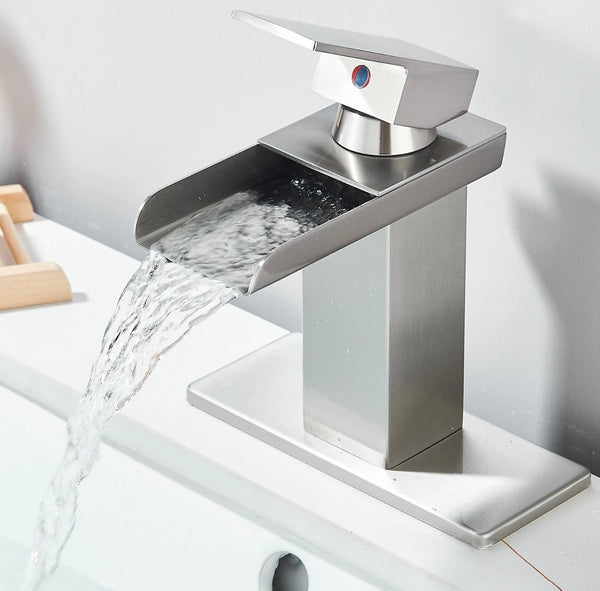 #1394 BRUSHED NICKEL WATERFALL VANITY FAUCET