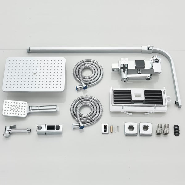 #1182 POLISHED CHROME 4 IN 1 LCD TEMP THERMOSTATIC EXPOSED SHOWER SYSTEM