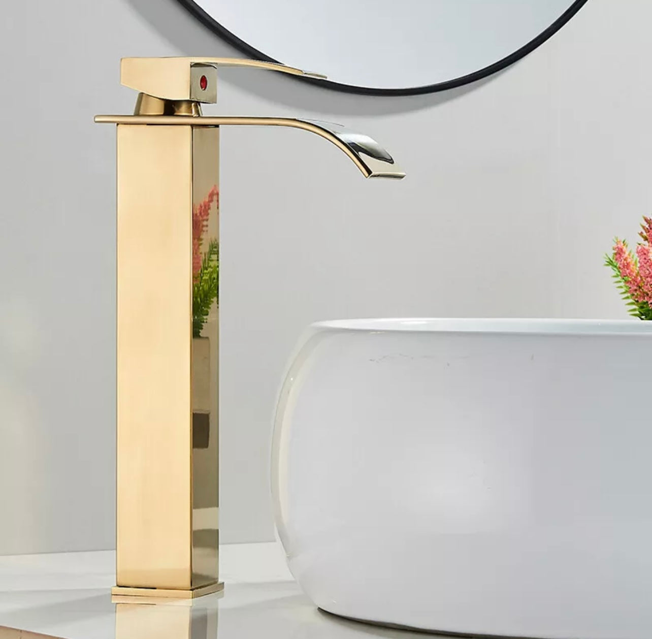 #1467 gold waterfall spout vessel faucet