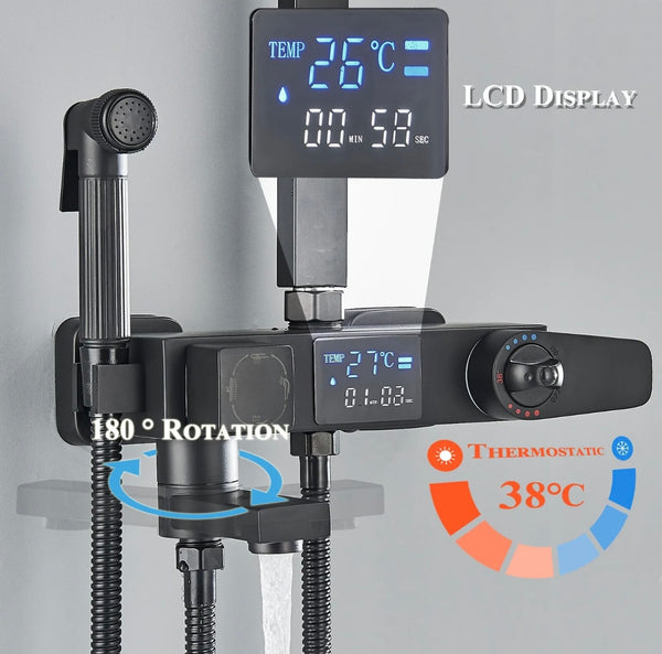 #1170 IN 1 RAINFALL THERMOSTATIC EXPOSED SHOWER SYSTEM WITH LCD DISPLAY